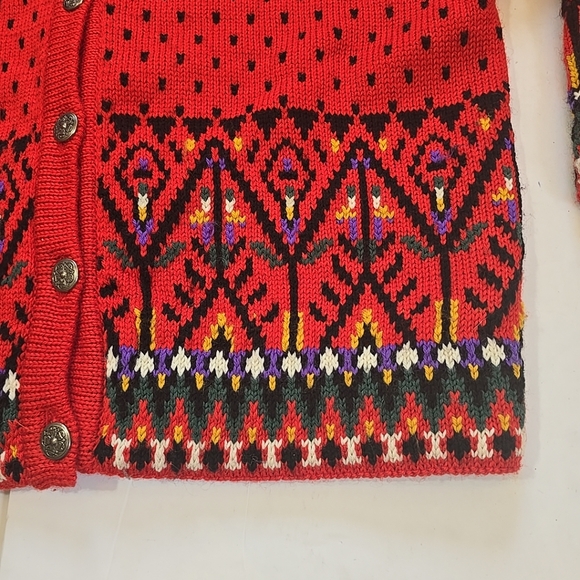 Dale Of Norway Womens Nordic Red Patterned Cardigan Size L Beauty!! - Picture 2 of 12